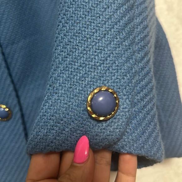 Kasper Petite Women’s Blue Tweed Jewel Button Jacket Size 14P - Picture 6 of 8